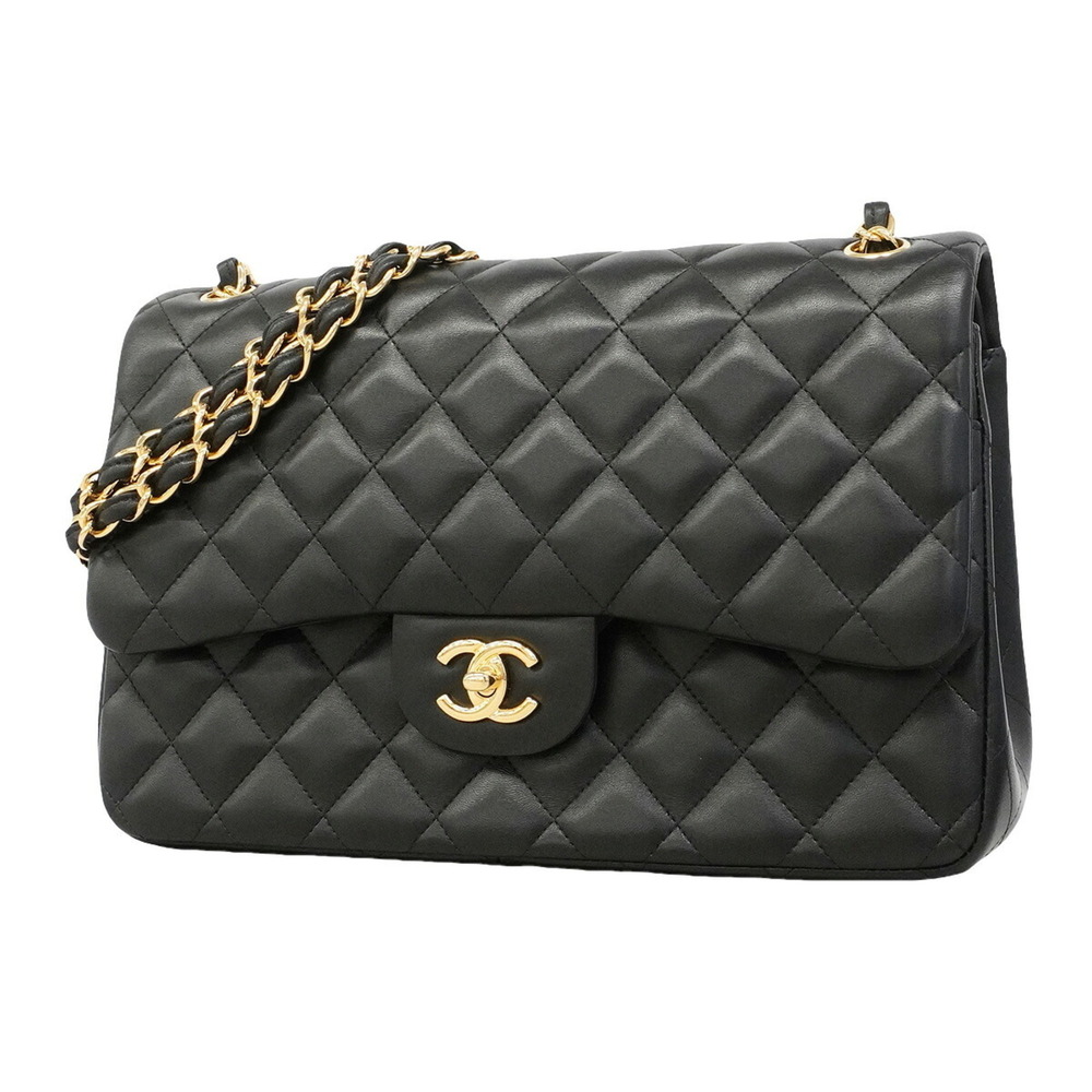 Chanel Shoulder Bag, Large Matelassé, Double Flap, Chain, Lambskin, Black, Wo...